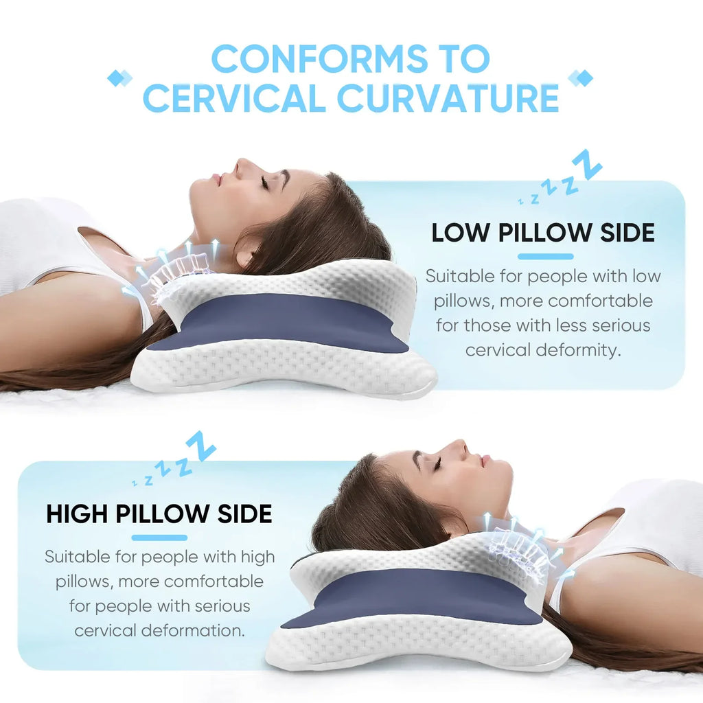 Memory Foam Contoured Cervical Pillow Orthopedic Neck Pain Relief Support for Side Back Stomach Sleepers Gift