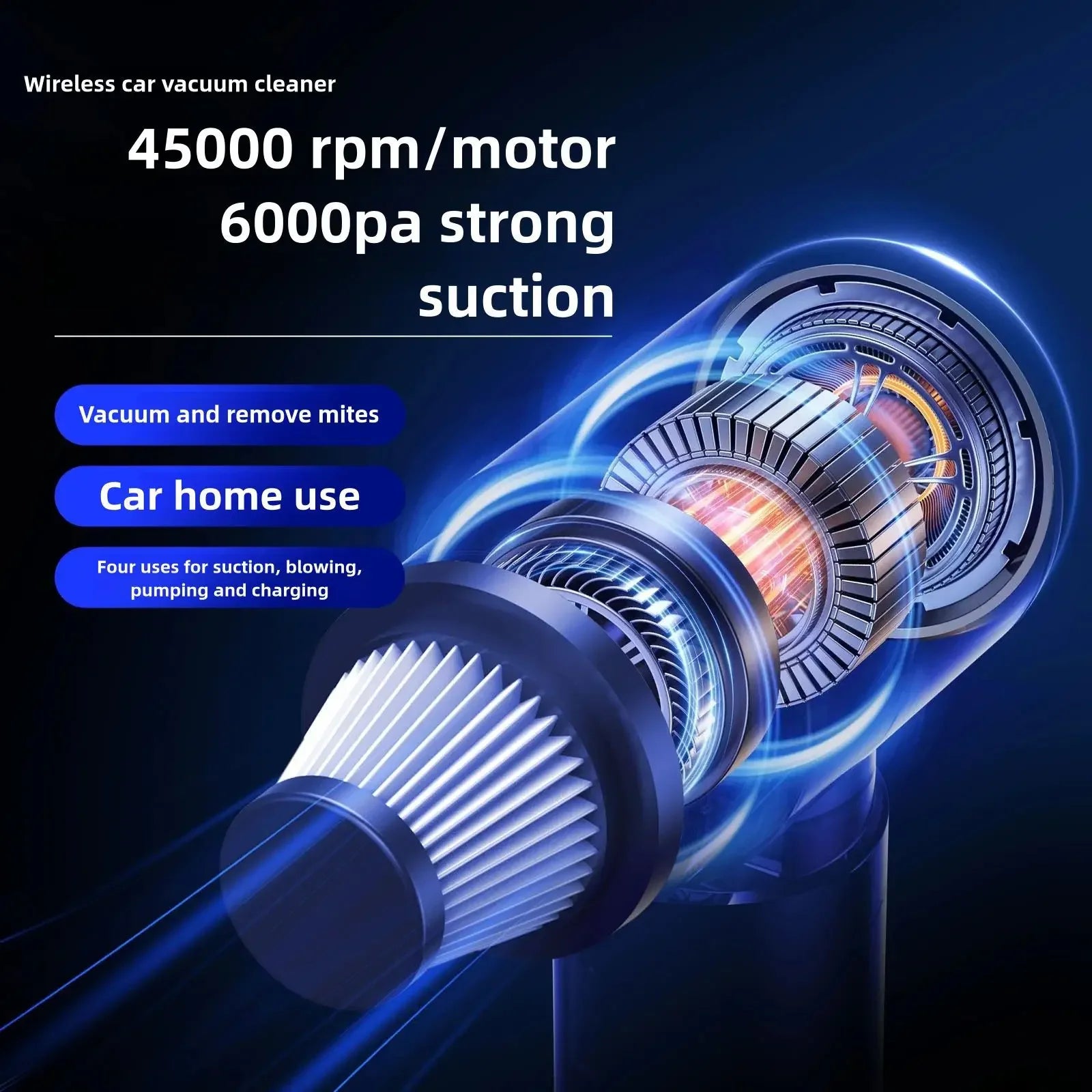 Lenovo 98000PA Wireless Vacuum Cleaner 120W Powerful Suction Home Car Dual- Use Cleaner Portable Handheld Cleaning Machine New