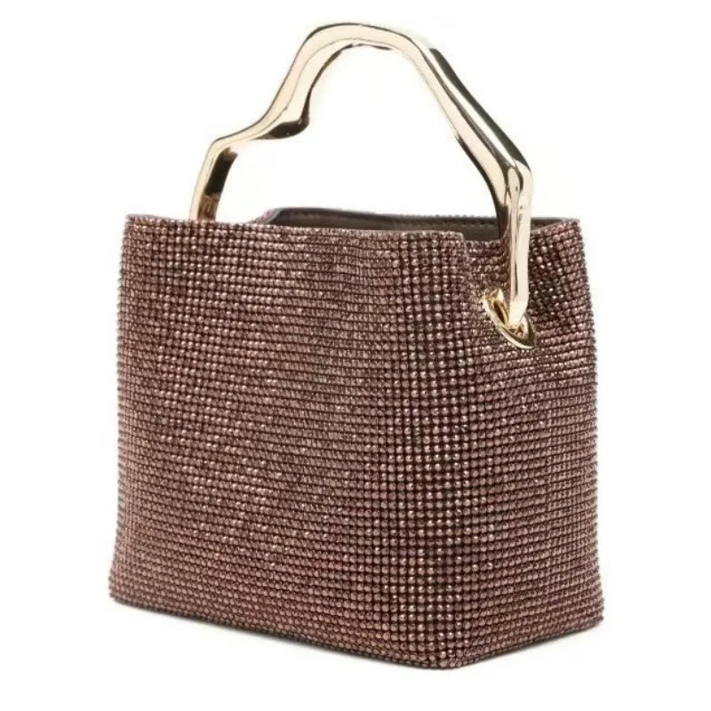 Luxury Shiny Square Rhinestone Evening Handbag Delicate Studded Diamond Tote Bag Wedding Party Purse Evening Clutch Bag