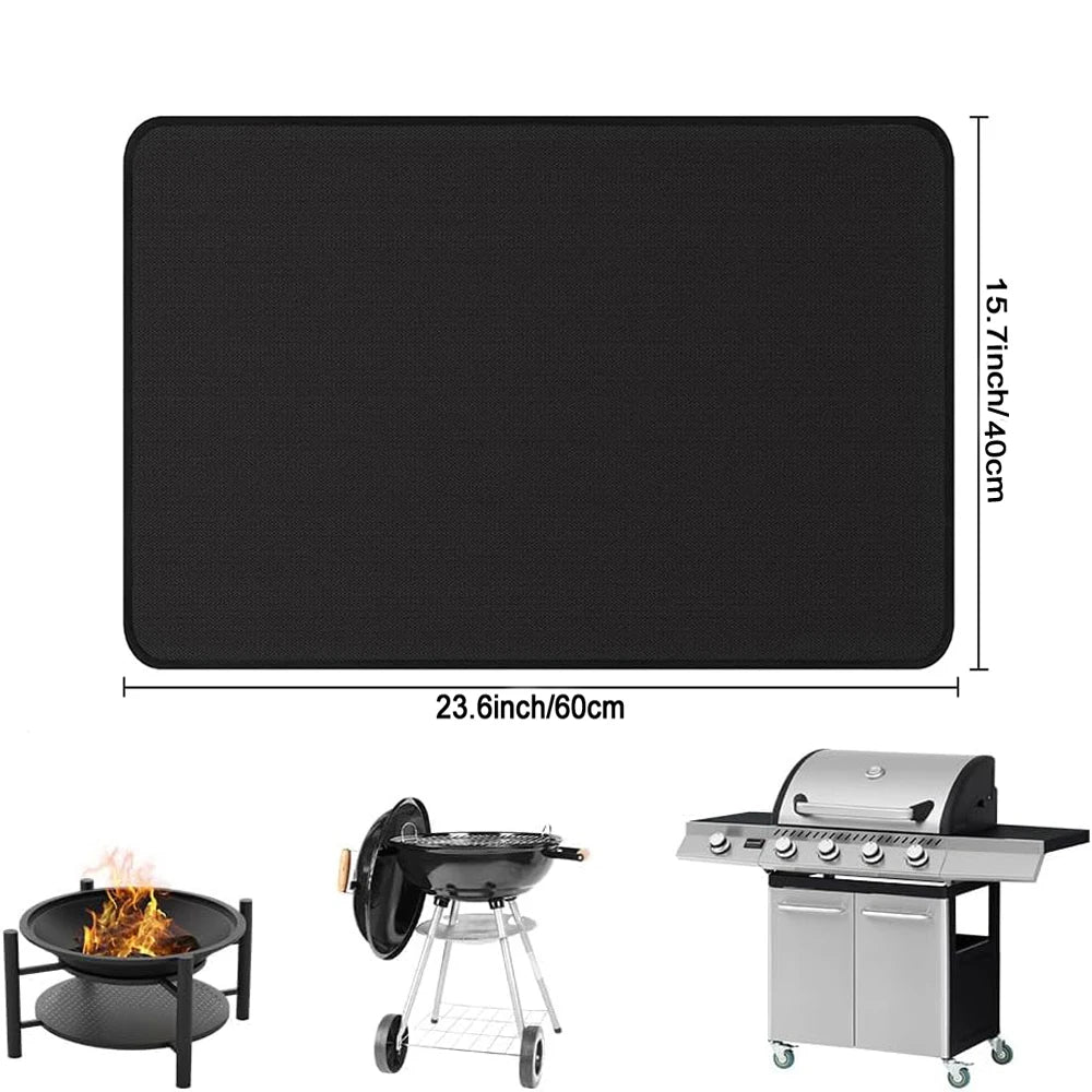 Outdoor BBQ Grill Fireproof Mat - Multi-use Reusable High Temperature Resistant Fire Pit Pad Lawn Protection Mat Flame Retardant