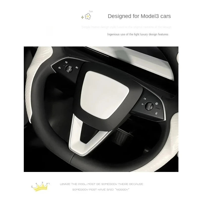 Steering Wheel Cover for Tesla Model 3 Highland White Interior Stickers Car Decoration Modification Accessories for New Model3