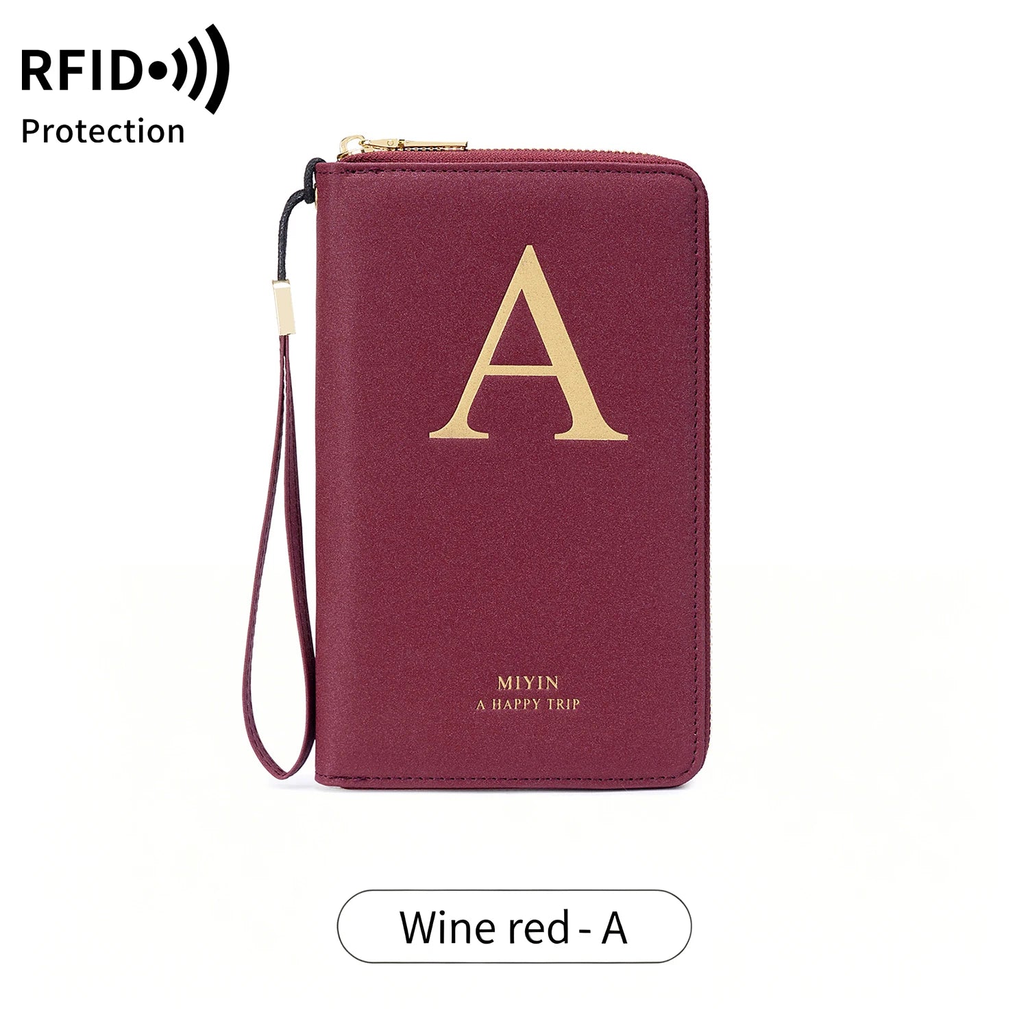 Multi-Functional RFID Blocking Passport Bag Travel Document Holder with Long Zipper Ticket Storage Wallet for Multiple Passports