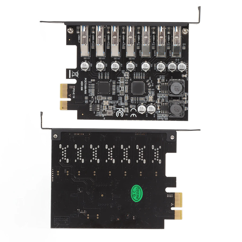 7 Port PCIE Expansion Card 7 Ports USB 3.2 GEN1 5Gbps High Speed Transmission Stable Power USB 3.2 GEN1 Front Expansion Card