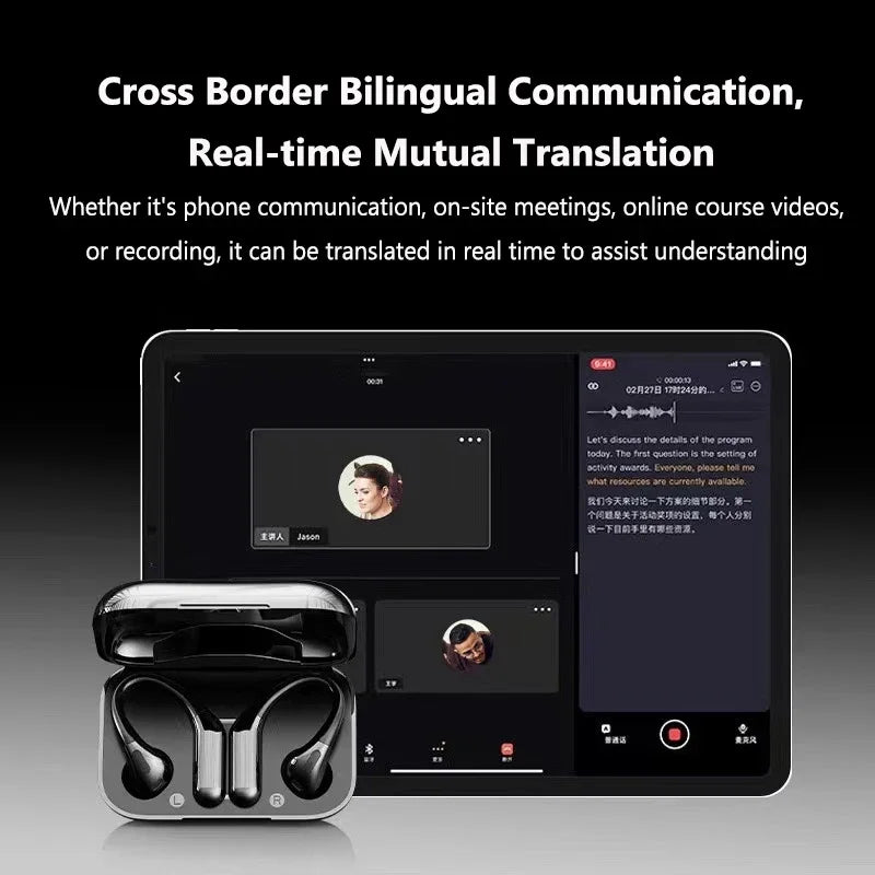 144 Languages Translator Earbuds Bluetooth-Compatible 5.4 Real Time Voice Translator Noise Cancelling Translation Earphones