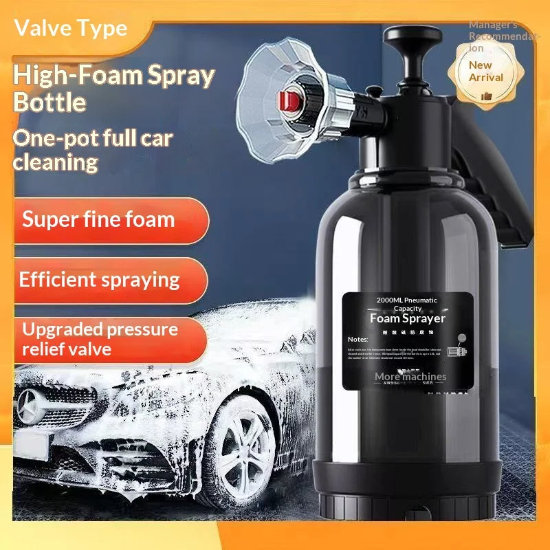 HOMEFISH 2L Pneumatic Handheld Car Wash Foam Sprayer High Pressure Foam Water Bottle Quick Clean For Car Home Disinfectant Use