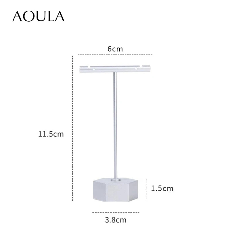 Luxury Dangle Earrings Display Metal Rack T Bar Stand Ring Jewelry Hanger Organizer Ear Studs Storage Holder Shelf Store Selling