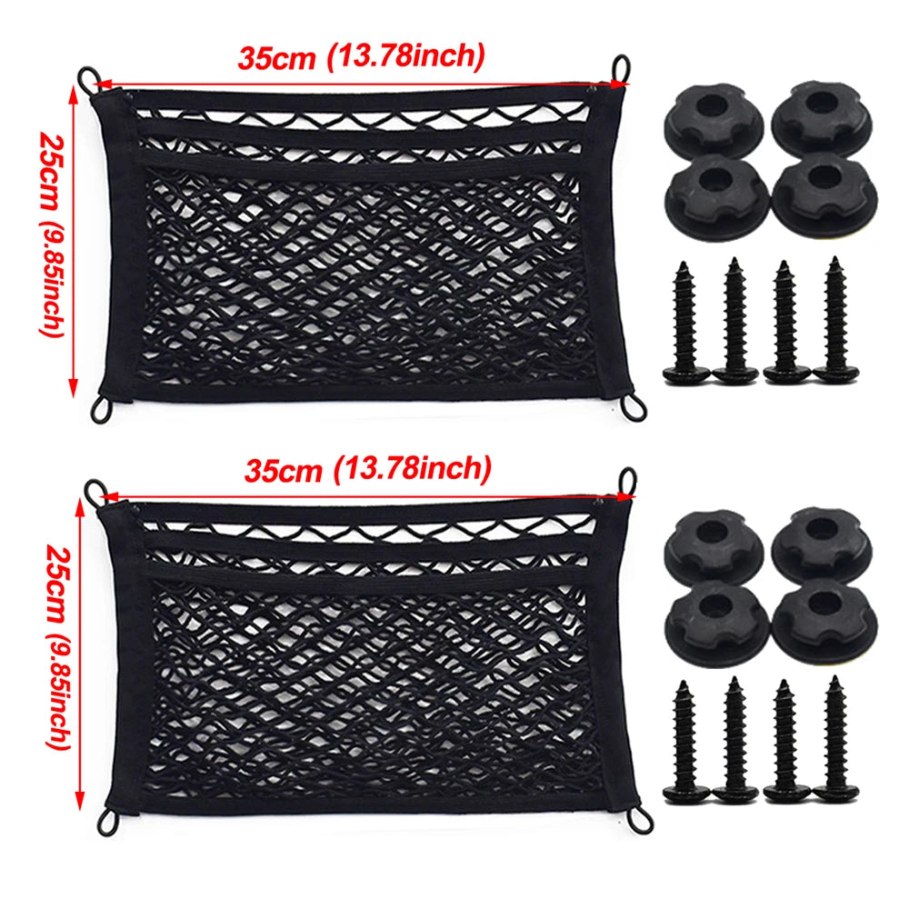 Stretchable Small Cargo Net Pocket Storage Mesh Net Elastic with Mounting Screws and Hooks for RV Truck Car SUV Boats