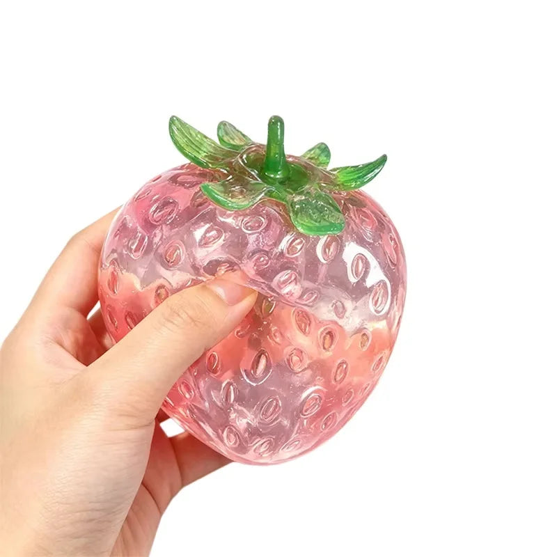 Squishy Vaseline Strawberry Stress Ball Toy Creative Strawberry No Rebound Squeeze Fidget Toy ASMR Sensory Stress Relief Toys