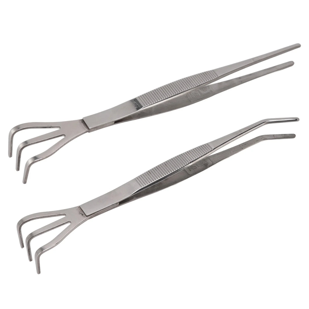 Root Rake with Tweezer 3 Prong Stainless Steel Loosen Soil Bonsai Tree Tools with Ergonomic Handle