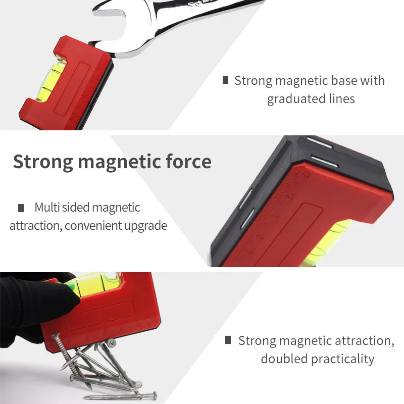 Mini Pocket Level Magnetic Horizontal Vertical Spirit Leveler Tool Woodworking Portable Mini Bubbles Ruler Length 65mm