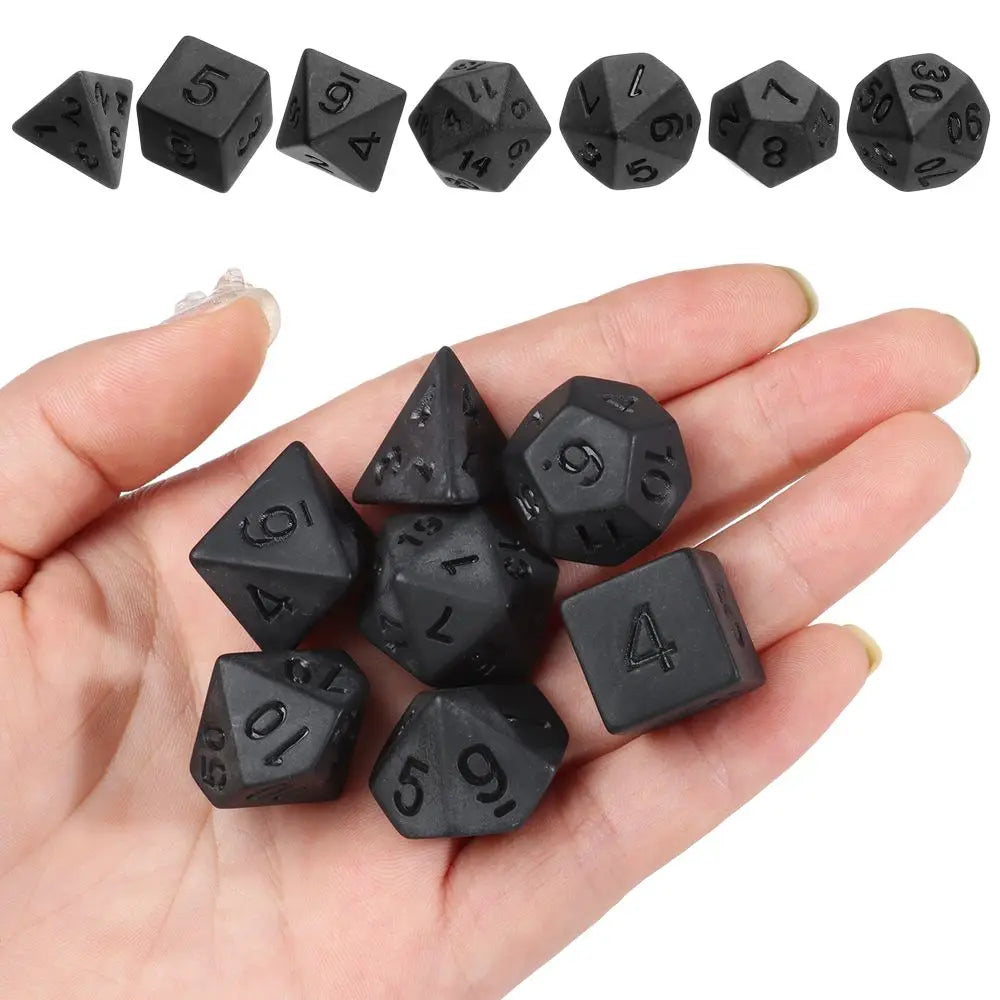 7Pcs/Set Polyhedral Black Dice Set Game Dice For TRPG DND Accessories Polyhedral Dice For Board Card Game Math Games