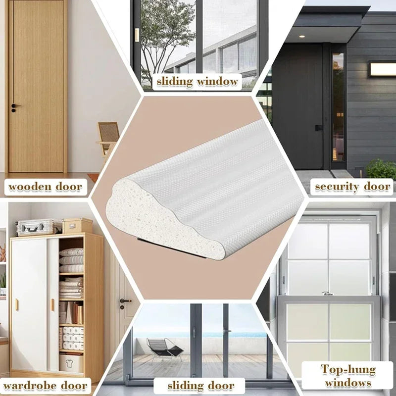 4M Wedge-Shape Foam Weather Stripping Door Seal Strip self-adhesive high density PU weatherstrip Gap Filler for Doors Frame