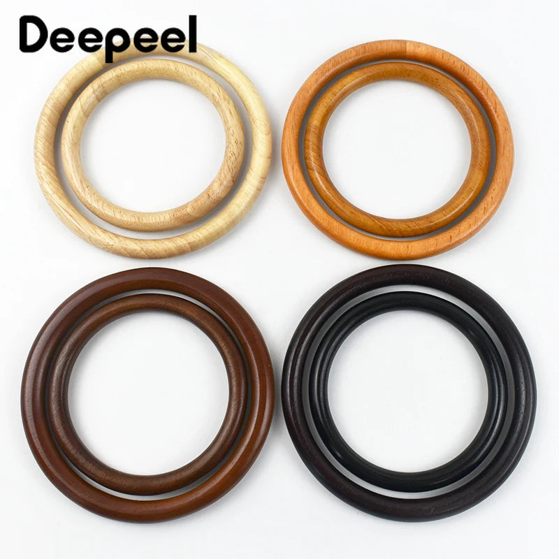 1/2Pcs 11/14cm Solid Wood Ring Bag Handles Purse Frame for Women Handbag Woven-Bag DIY Handmade Sewing Brackets Bags Accessories