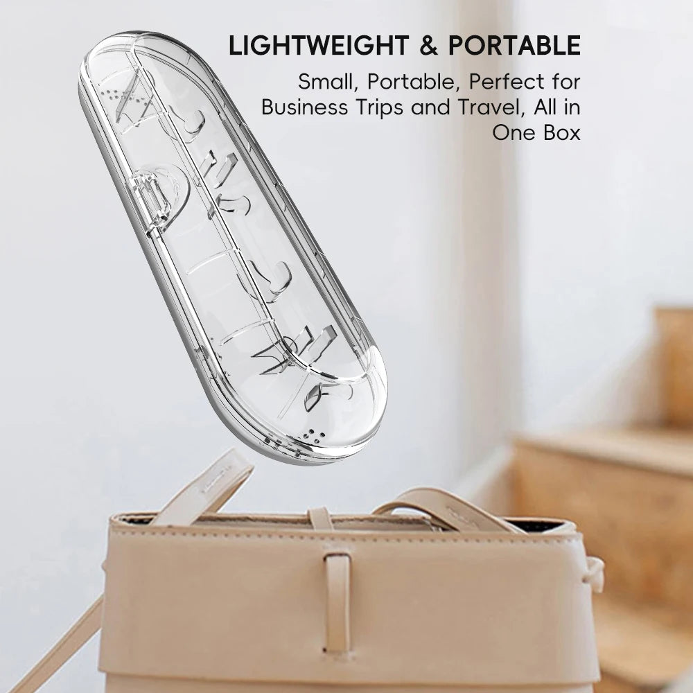 Dustproof Toothbrush Travel Box & 4 Pcs Rotary Ultra Soft Replacement Brush Heads Set Compatible with Oral B Electric Toothbrush