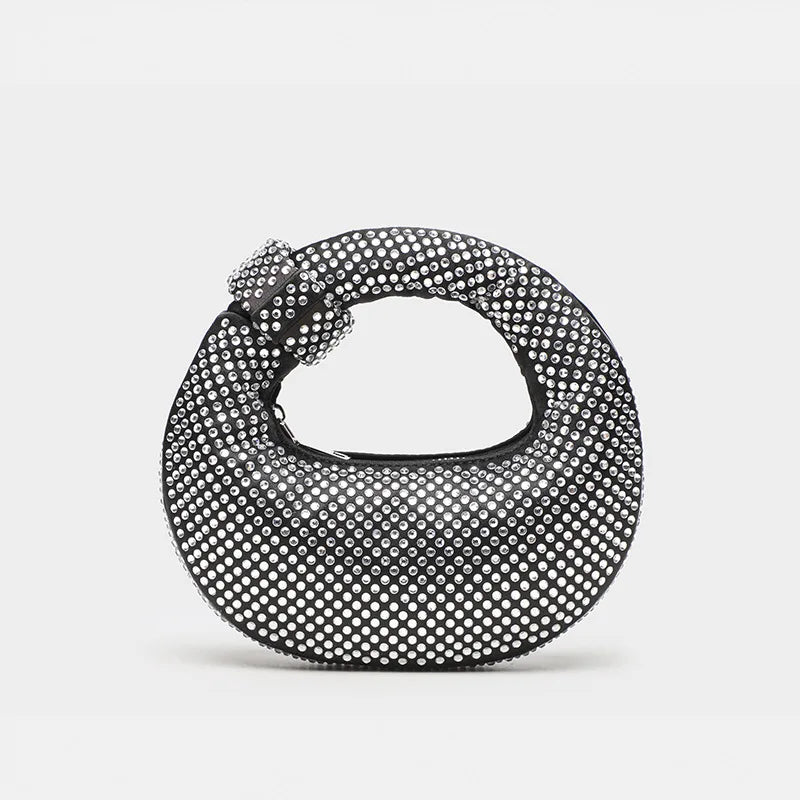 Shiny Diamond Dumpling Handbag Evening Bag Cross-Border Hot Sale Glittering Handbag Lady Clutch Bag Polyester Material