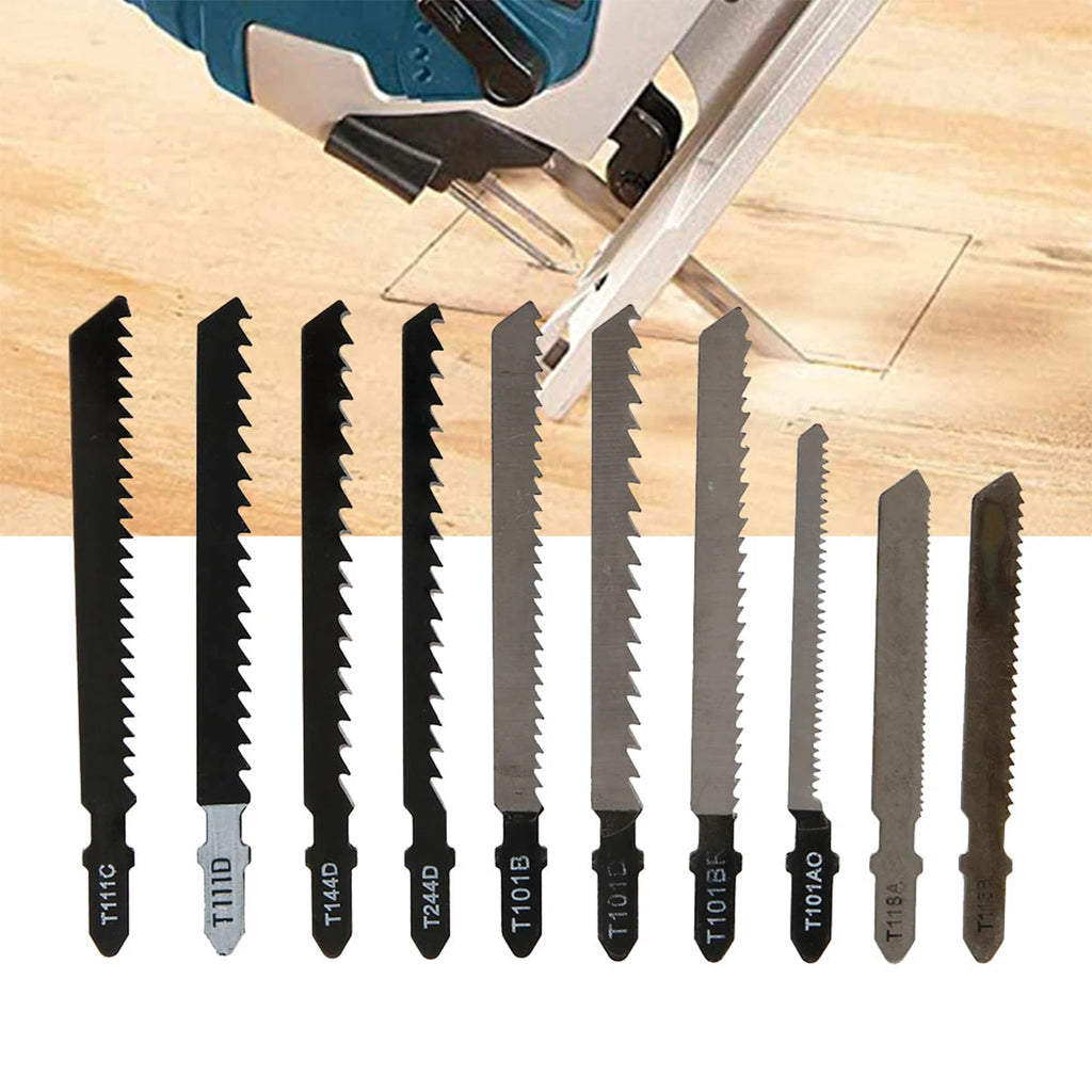 52 Pcs Jig Saw Blade Set HCS T Shape Handle Sharp Fast Cutting Suitable for Wood Metal Plastic Metal Cutting
