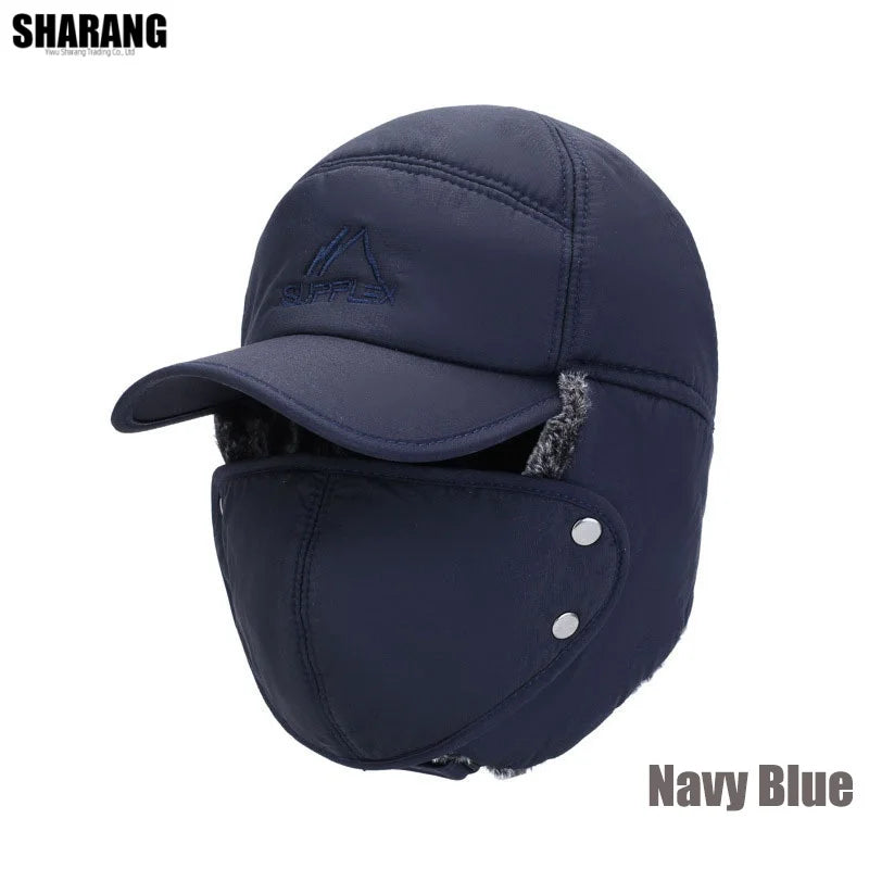 High Quality Windproof Winter Hats Winter Ski With Earflap Mask Warm Snow Cap Cotton Ear Protection Bomber Hats for Men Women