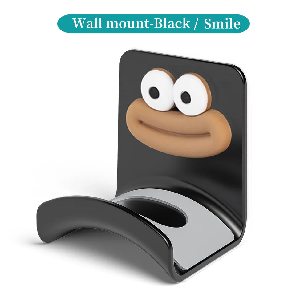 Universal Headphone Stand No Punching Plastic Wall Mount Hanger Under Desk Headset Rack Holder Support for Gaming Earphone