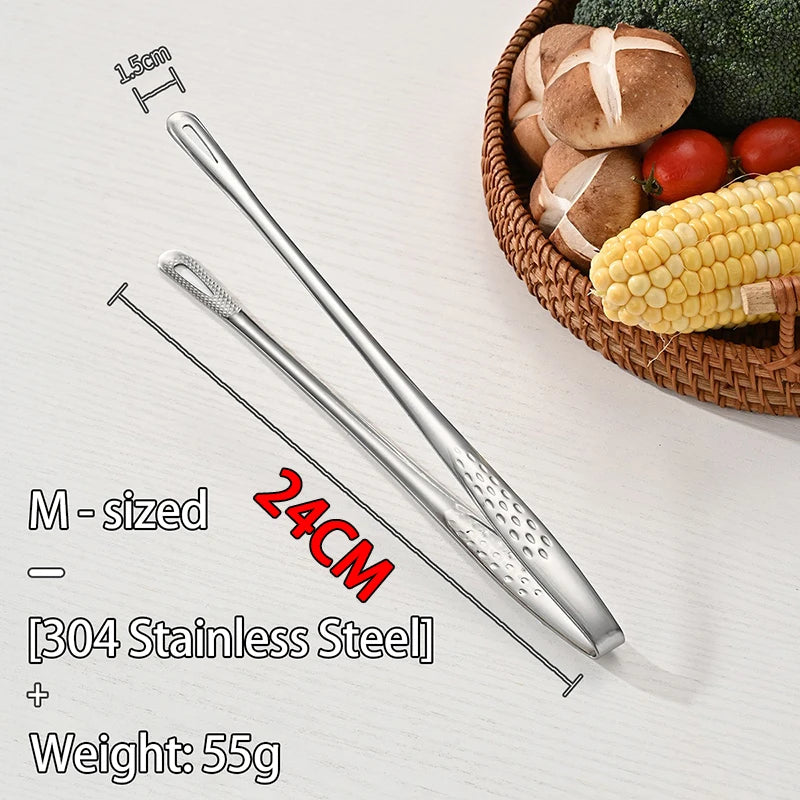 Stainless Steel Kitchen Tongs BBQ Grill Meat Barbecue Tongs Clip Food Utensils Cooking Tweezers Food Tongs CFQJ002