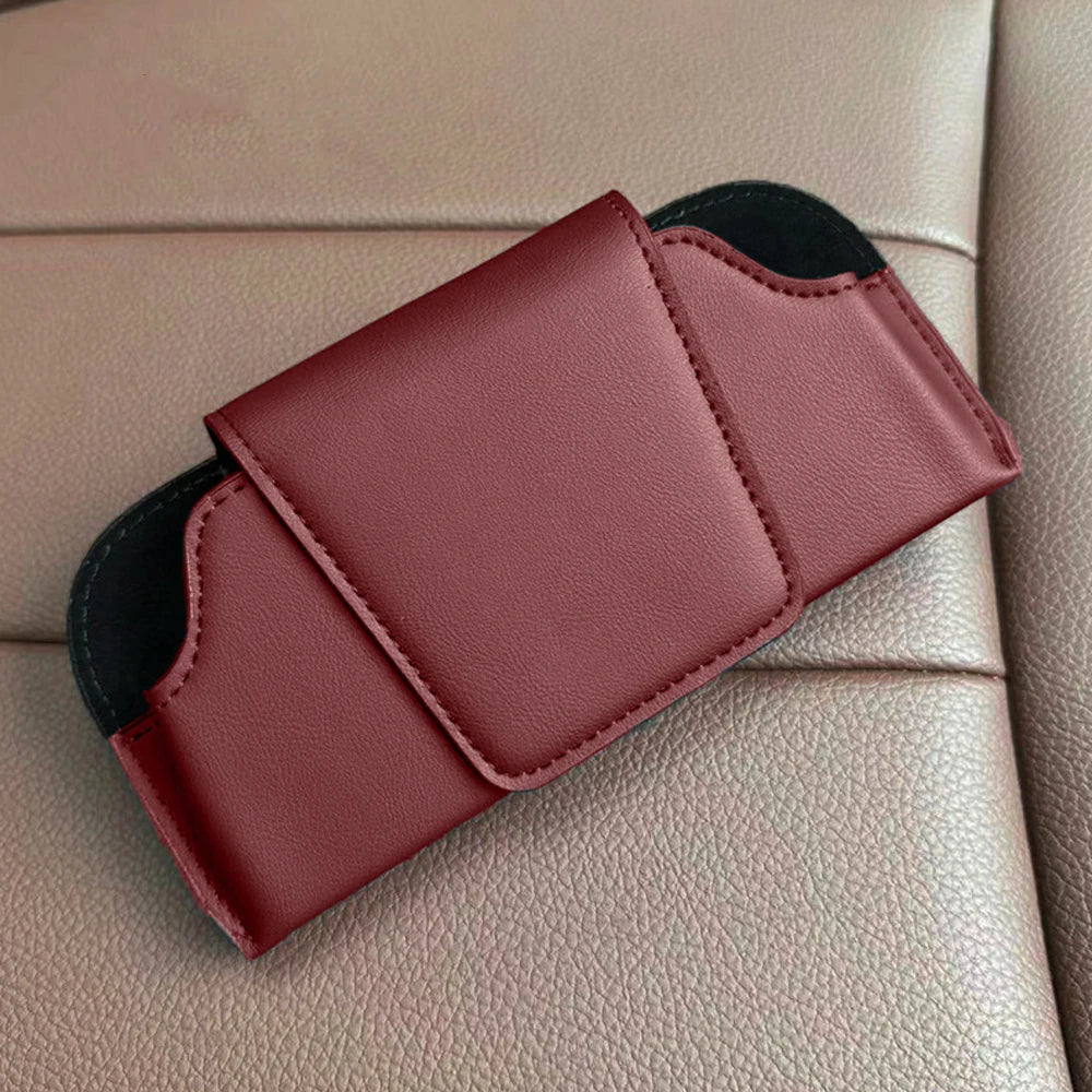 Car Glasses Case PU Leather Auto Sun Visor Glasses Holder Sunglasses Storage Clip Car Interior Card Eyeglasses Case Accessories