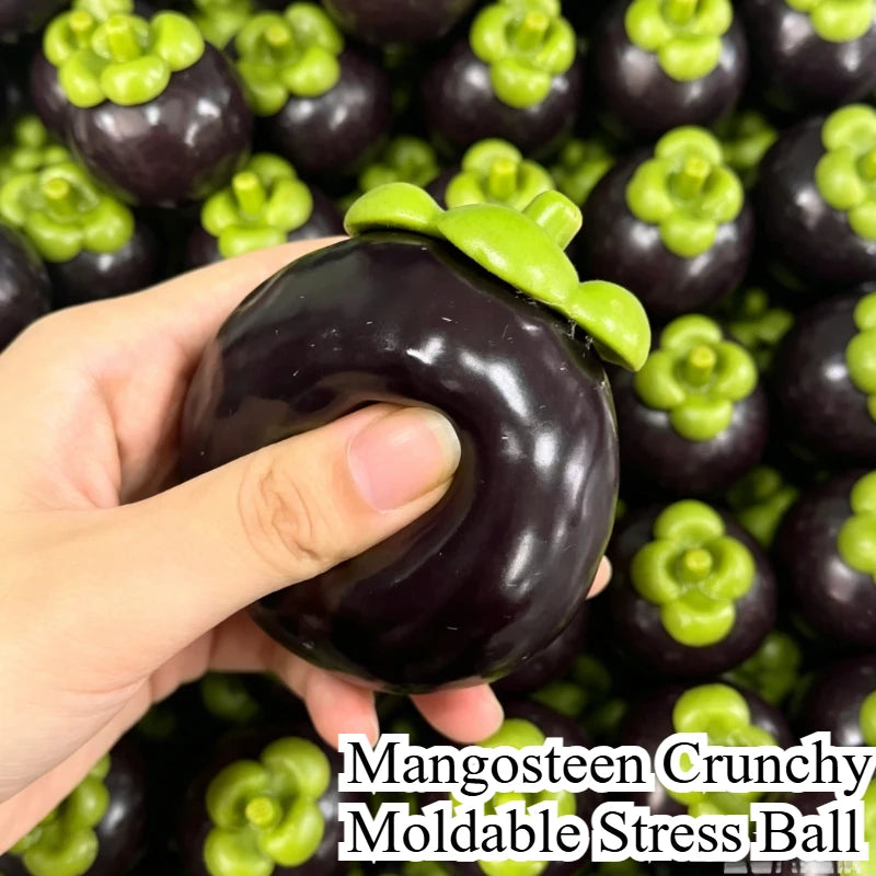 Mangosteen Crunchy Moldable Stress Ball Squeeze Toy Crispy Squishy Fidget Toy Round Blocks Filled Decompression Sensory Toy Gift