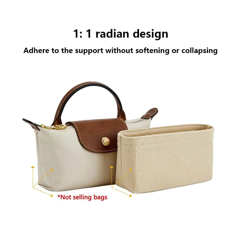 Bag organizer insert for Longchamp mini bag support purse insert handbag liner bags accessories