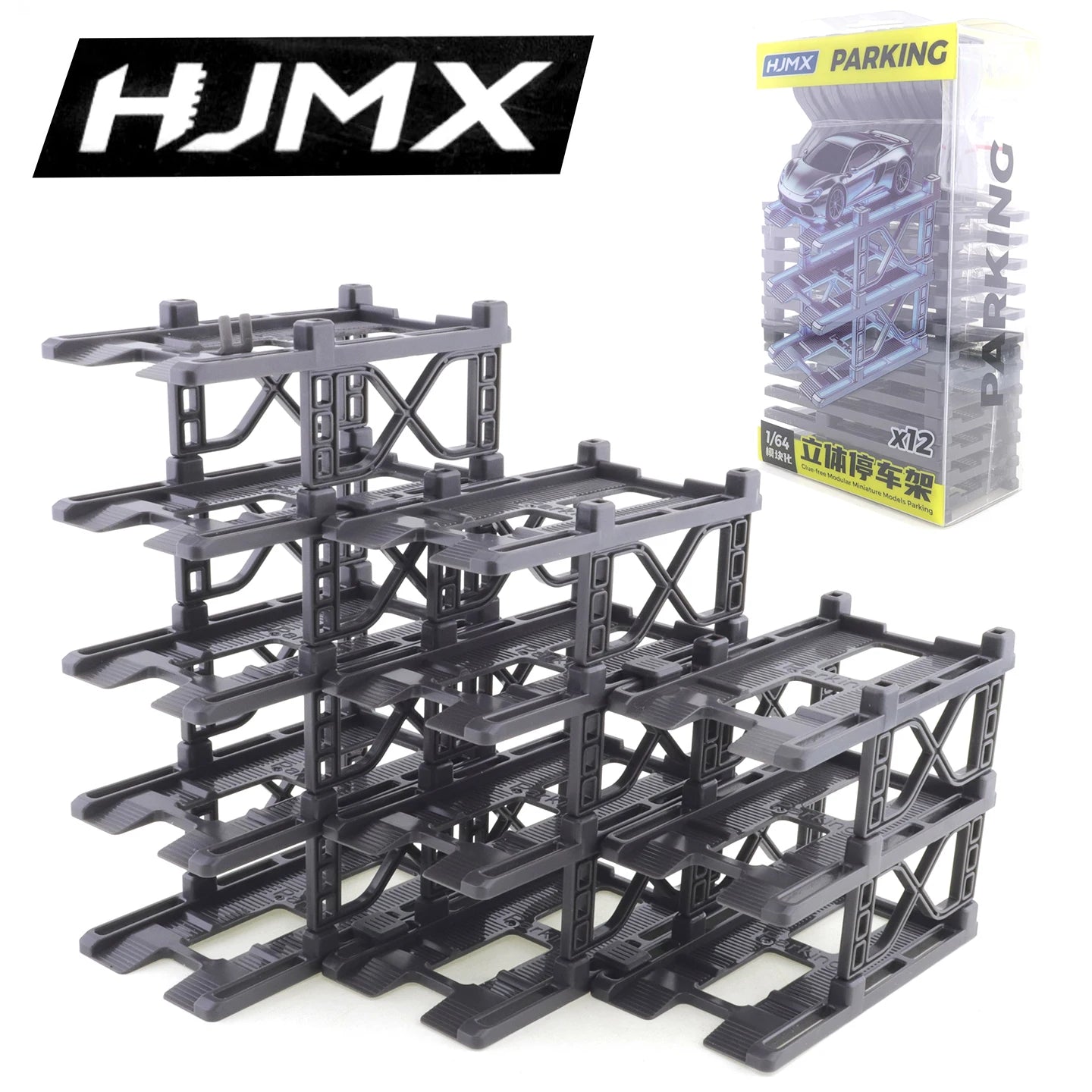 HJMX 1:64 Three-dimensional Assembly Parking Stand 12-layer Assembly Simple Parking Garage Building Model