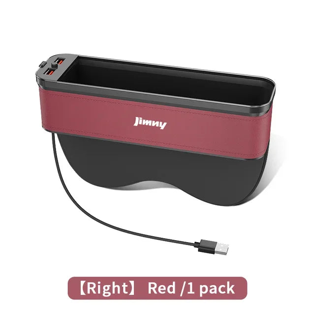 Car Interior LED 7-Color Atmosphere Light Sewn Chair Storage Box  For Suzuki Jimny Auto Universal USB Storage Box Accessories