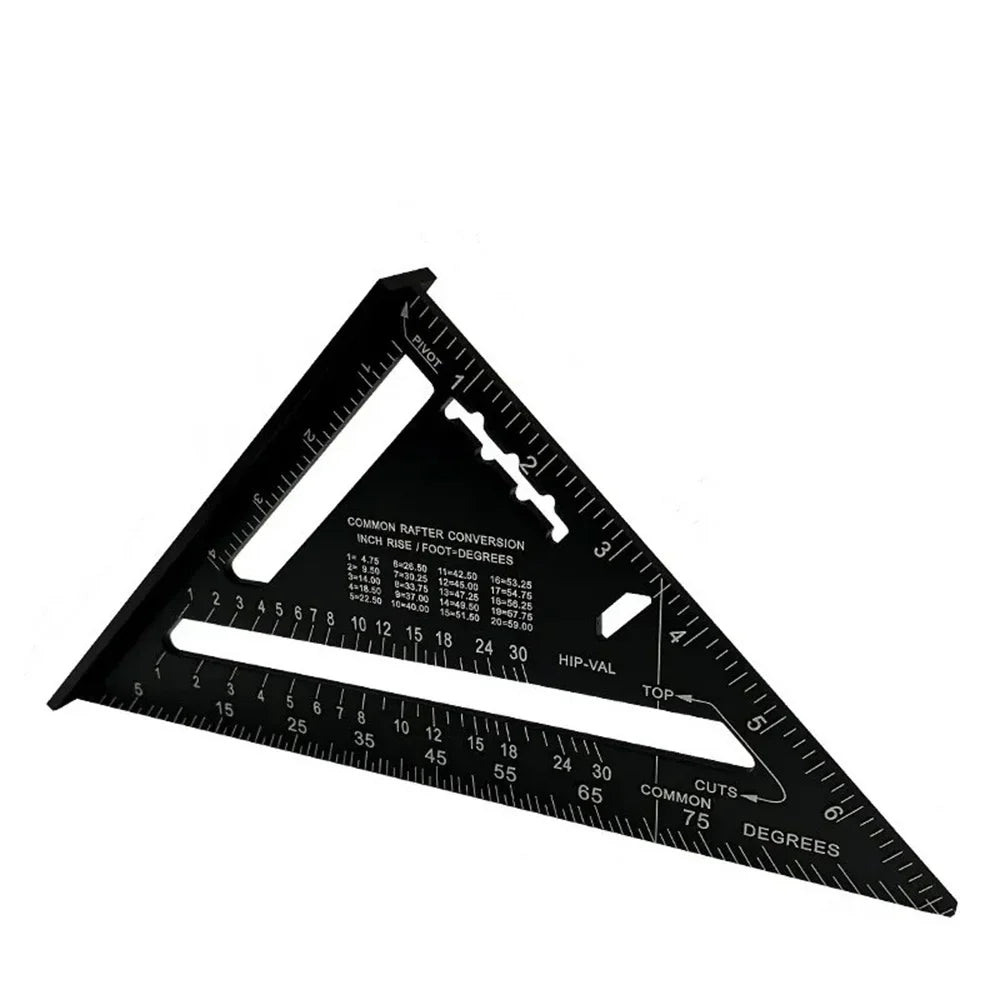 New 7Inch Triangle Ruler Measurement Tool Aluminium Alloy Carpenter Tools Inch Metric Angle Ruler Speed Square Woodworking Tools