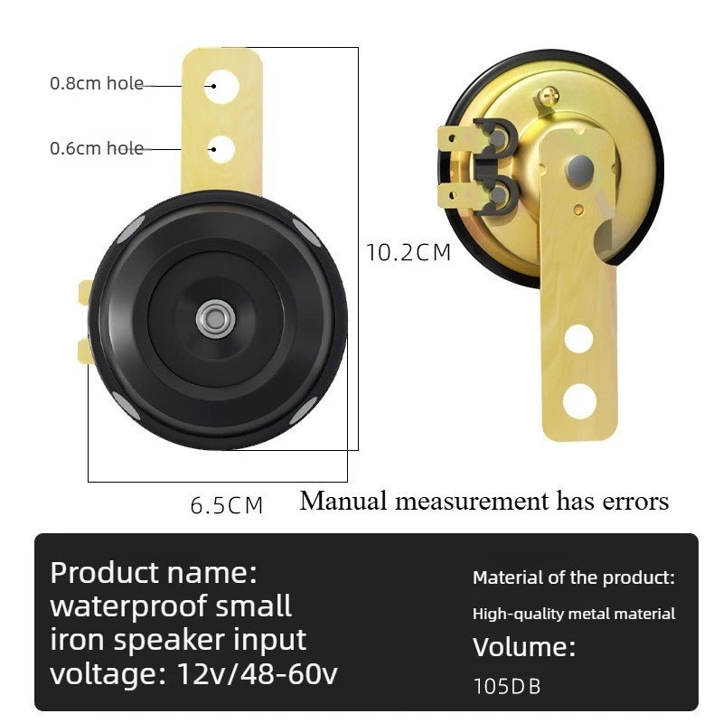 Motorcycle Horn 12V Super Loud Waterproof Round Speaker Universal Scooter Motorbike E-Bikes Mopeds Electric Horn Kit Accessories