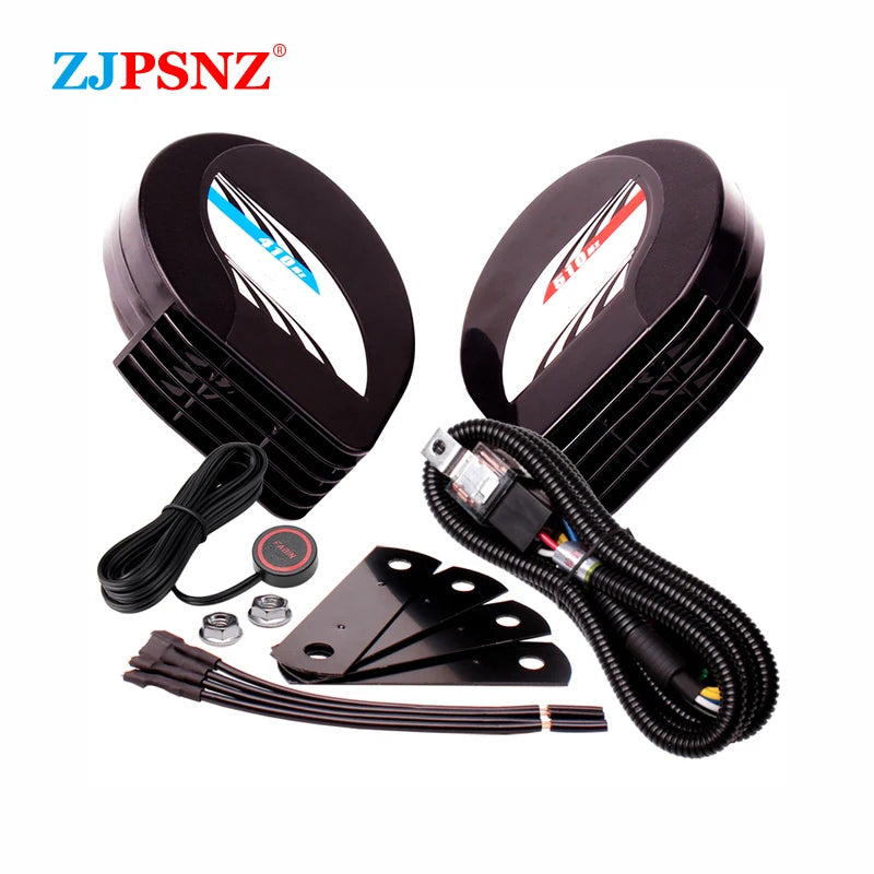 12V Compact Waterproof Car Horn Super Loud Dual Tone Electric Snail Horn Kit For Auto Motorcycle Truck Boat Vehicles Universal