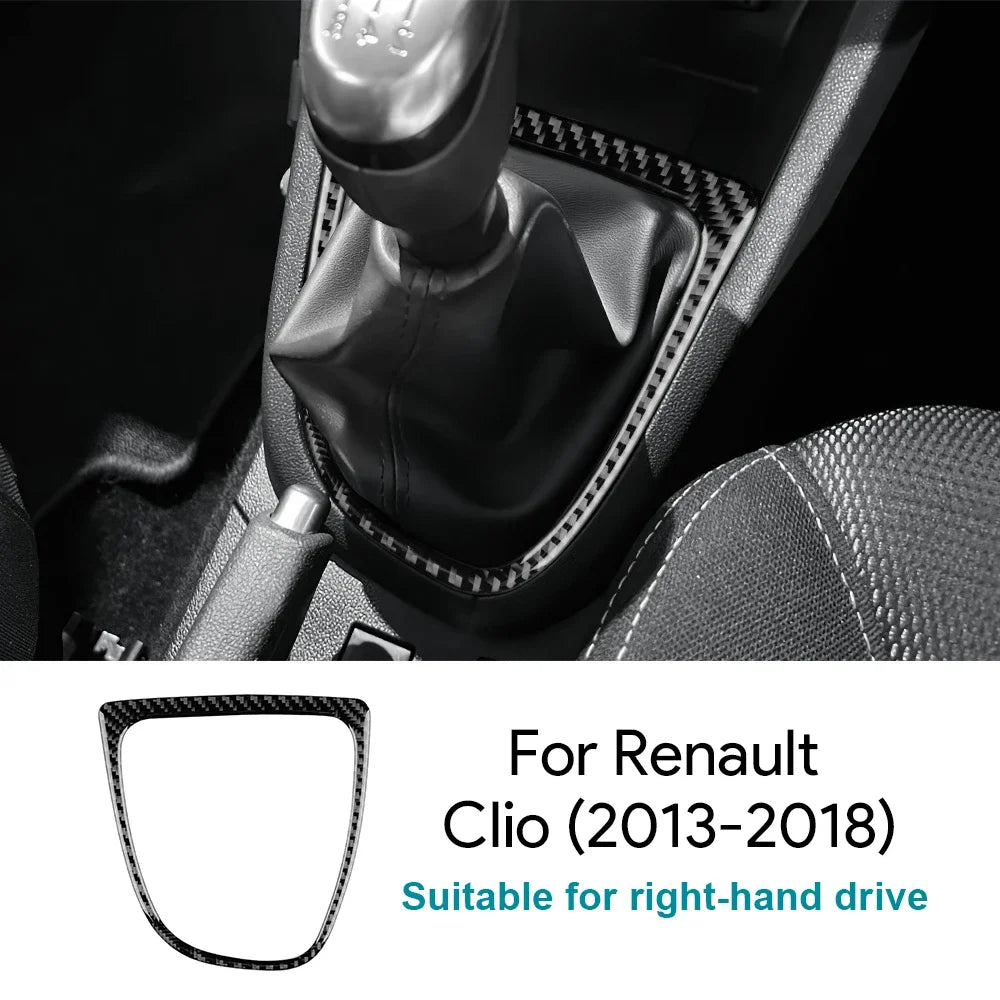 Real Soft Carbon Fiber Sticker For Renault Clio 4 2013 2014 2015 2016 2017 2018 LHD RHD Car Gear Outer Shift Frame Interior