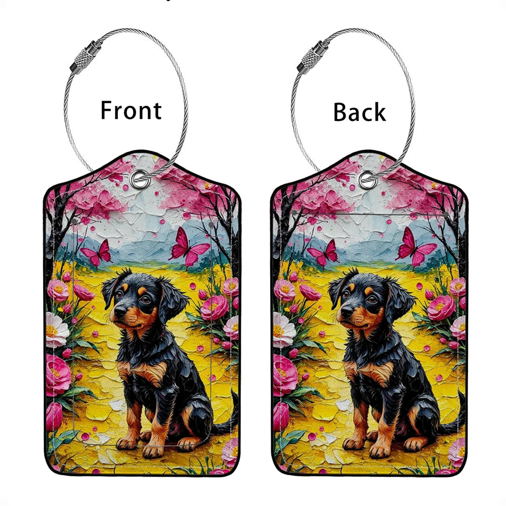 HOT SALE Cute animals Leather Business Luggage Tag Suitcase Address Label Luggage Boarding Case Label Name ID Address Clip