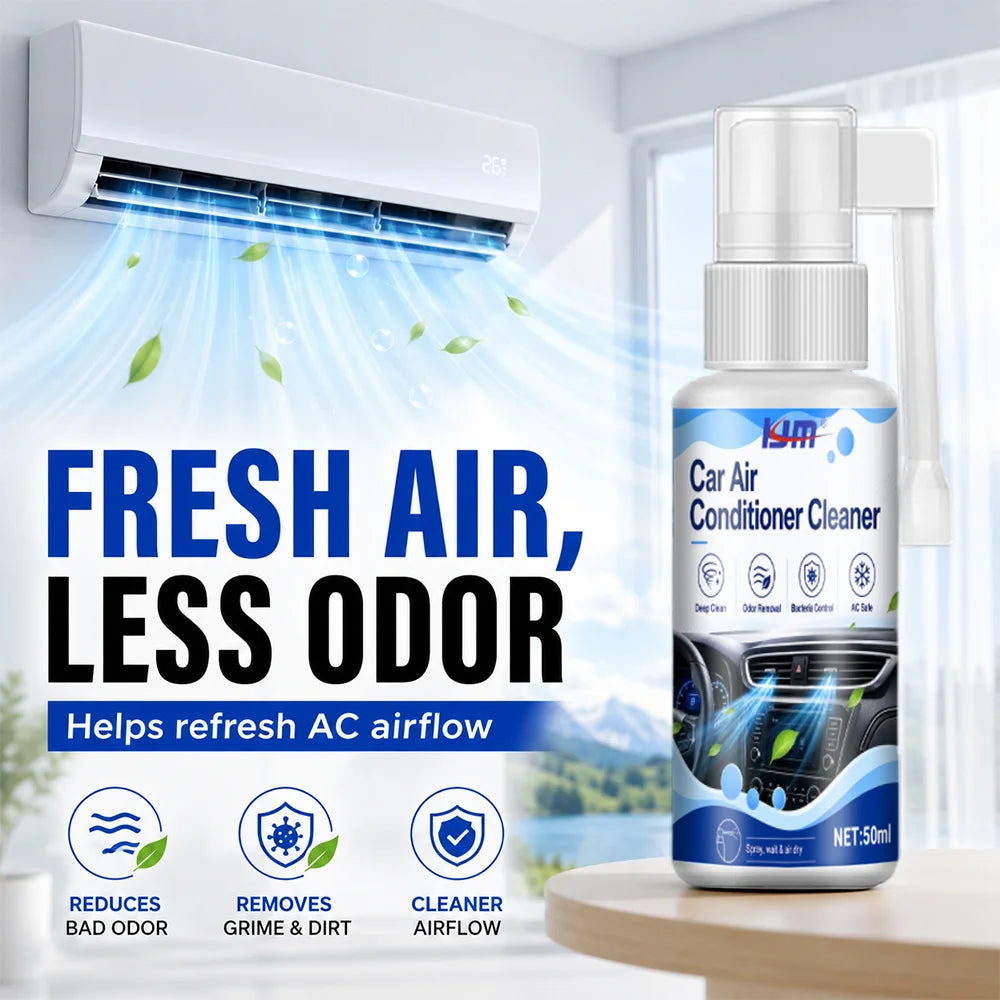 Automotive Air Conditioner Foam Cleanser 50ml Dual Nozzle Spray Car AC Vent Dust Mildew Deodorizing Care Agent