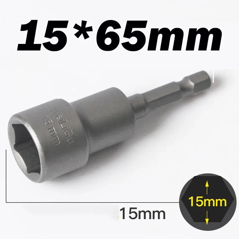 Hongtu 1Pcs Magnetic Hex Socket Driver - Chromium-Vanadium Steel, Hex Shank, Impact-Ready, 6~23mm Nut Socket Wrench Bit