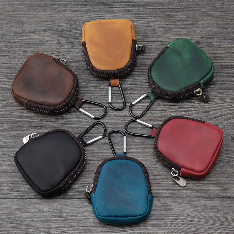 .Hot Sale-PU Leather Coin Purse Retro Small Zipper Pouch For Coins Earphones Accessories Bag Pendant