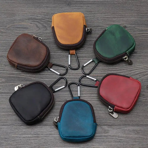 .Hot Sale-PU Leather Coin Purse Retro Small Zipper Pouch For Coins Earphones Accessories Bag Pendant