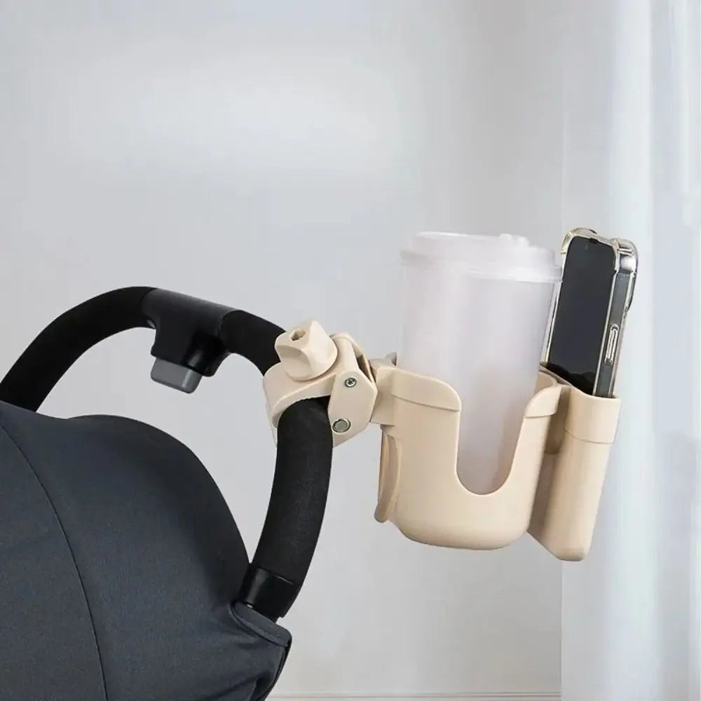 Plastic Pram Cup Holders Anti-Slip 2-in-1 Function Wheelchair Drink Holder Adjustable Universal Stroller Bottle Holder Outdoor