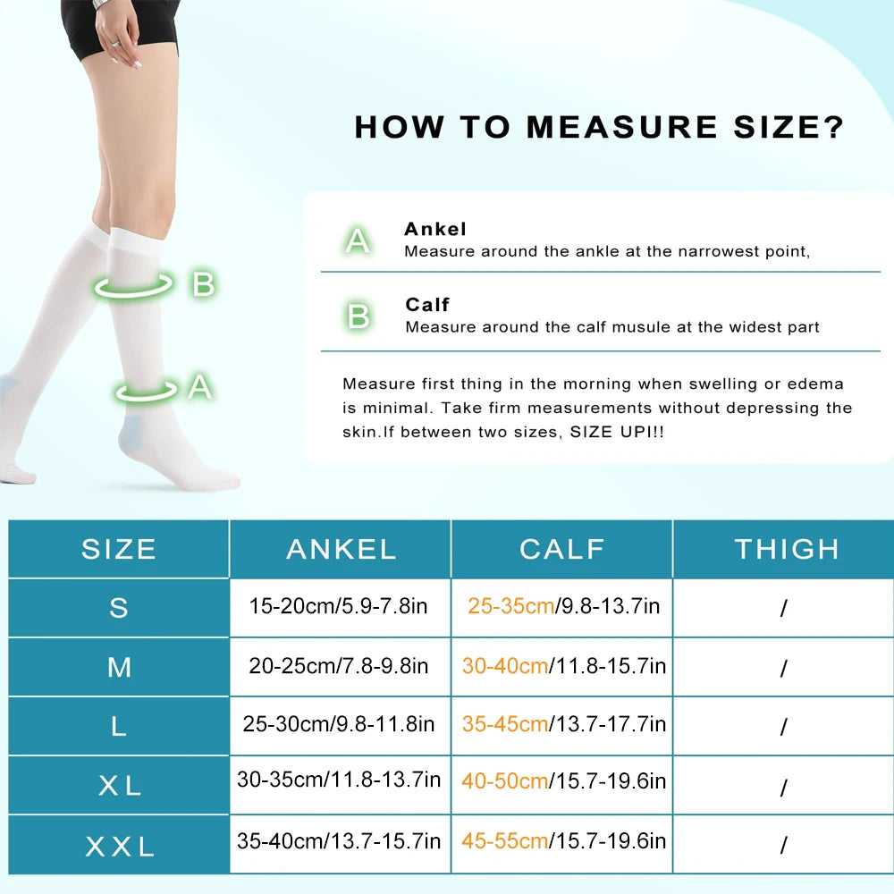 1 Pair Anti Embolism Stockings, 15-21 MmHg, Ted Hose White Compression Socks - Knee High Medical Compression Socks for Swelling