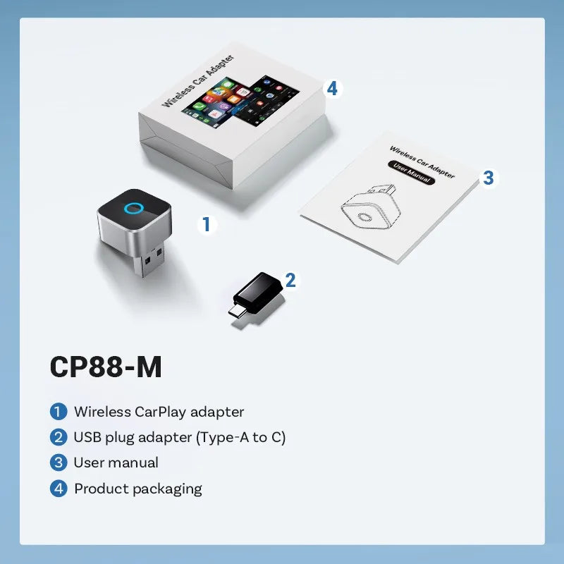 2026 Hot Sale Super Mini Upgrade 2-in-1 Wireless CarPlay & Android Auto / Carlife Adapter For Wired CarPlay Cars