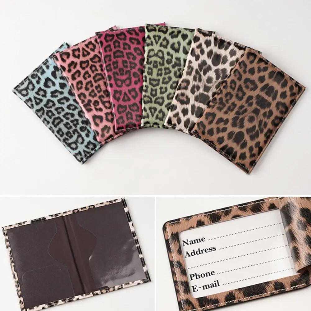 Leopard Print PU Leather Passport Cover Holder  Travel Accessories Set Slim Wallet Ultra-thin Cardholder Pouch ID Card Slot