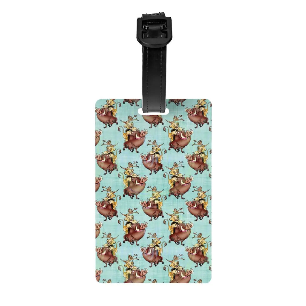 Custom Rafiki Luggage Tag With Name Card The Lion Cartoon K-Kings Privacy Cover ID Label for Travel Bag Suitcase
