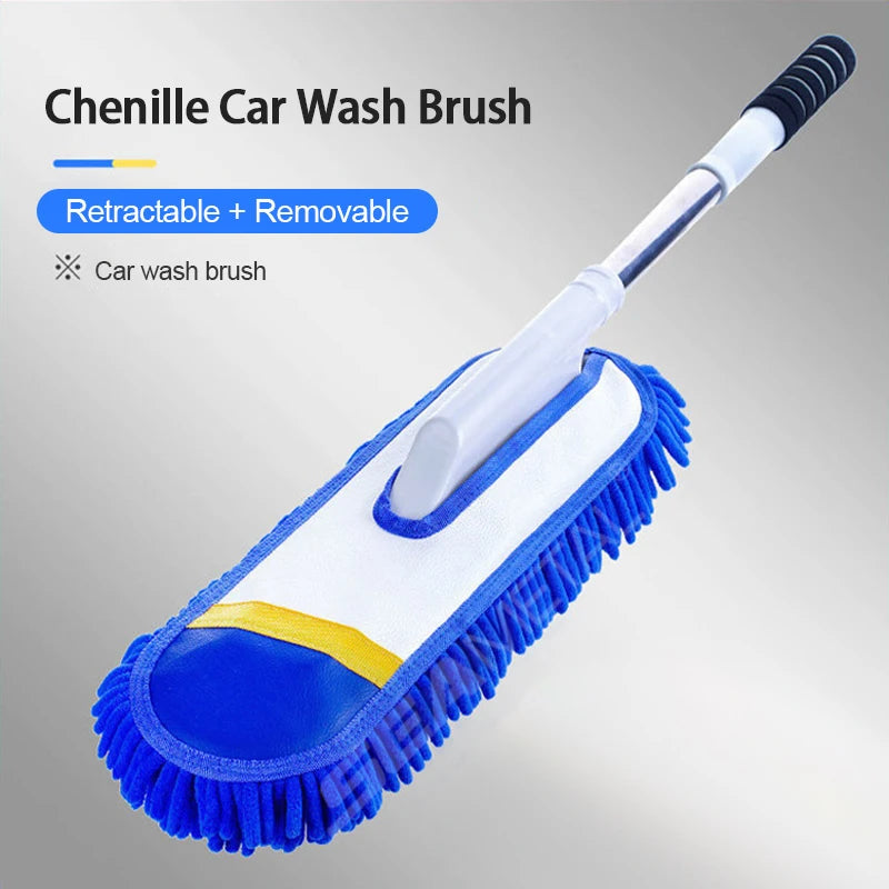 SEAMETAL Scalable Car Washing Mop Long Handle Cleaning Brush Ultra-Soft Chenille Auto Dust Removal for Car Detailing Wash Tool