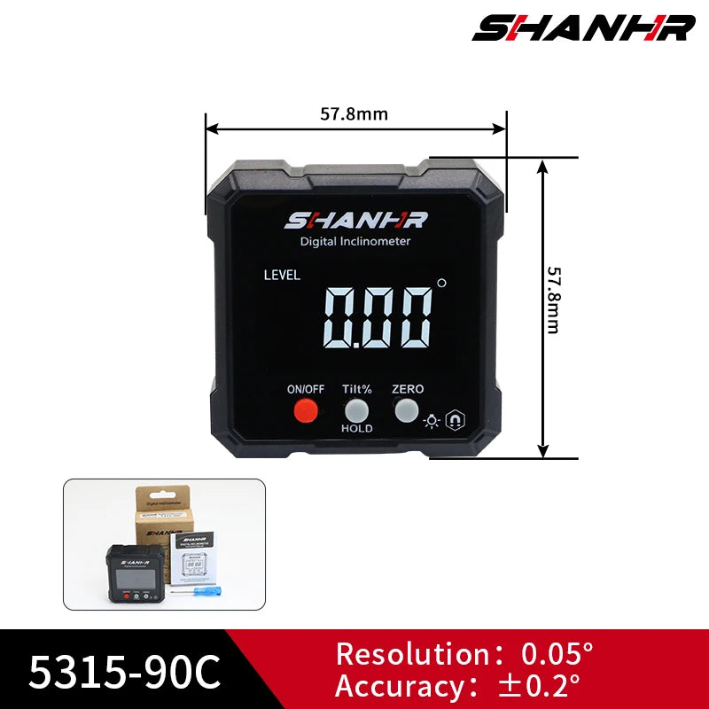 SHANHR New Angle Protractor 360 Degree Mini Electronic Digital Protractor Inclinometer Angle Finder Gauge Measurement Box