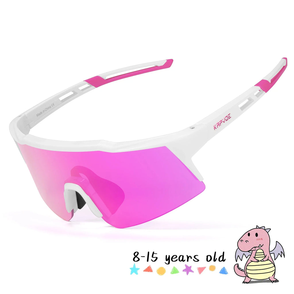 Kapvoe Kids Hiking Eyewear Cycling Sunglasses Aged 8-15 Baseball Running Children Glasses UV400 Sports Riding Bicycle Glasses