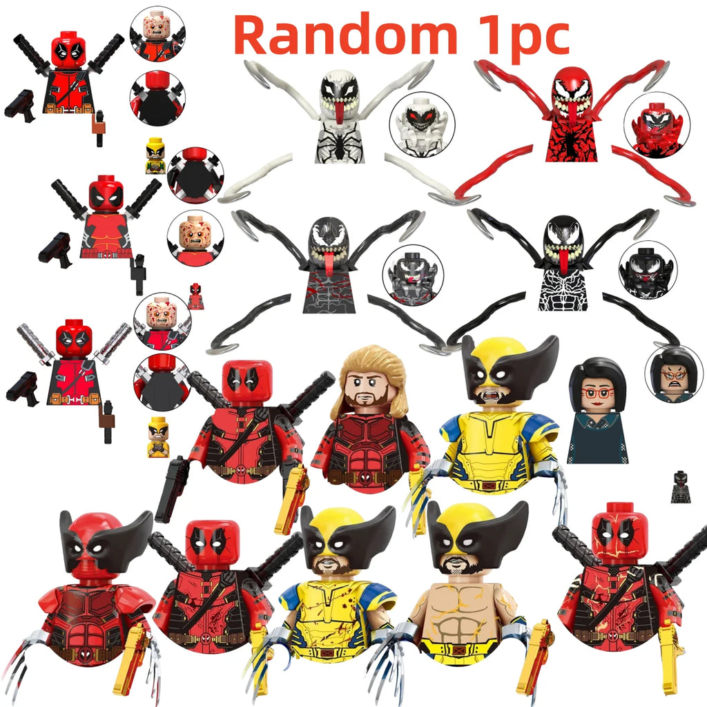 Blind Box Mini Building Blocks TV6203 Figures Big Goblin Spiderman Iron Man Venom Captain Hawk Deadpool Armor Christmas Gift Toy