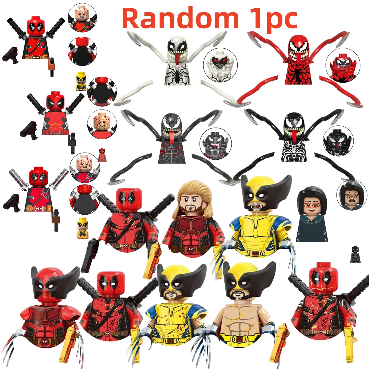 Blind Box Mini Building Blocks TV6203 Figures Big Goblin Spiderman Iron Man Venom Captain Hawk Deadpool Armor Christmas Gift Toy
