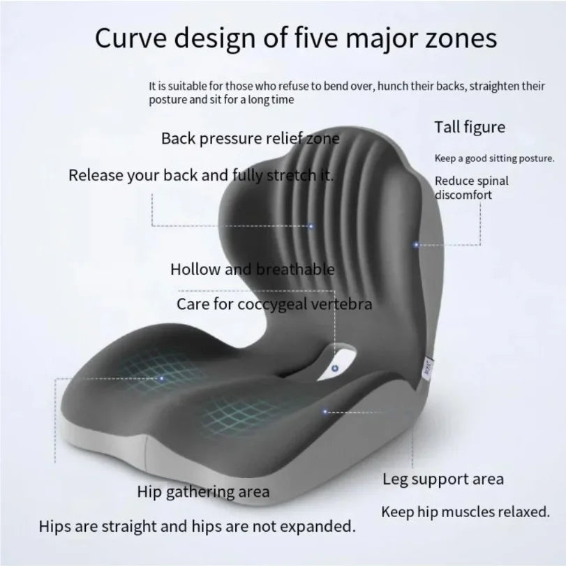 Lumbar Support Memory Foam Cushion - 2026 New Ergonomic Pressure Relief Pad for Sedentary Posture Correction