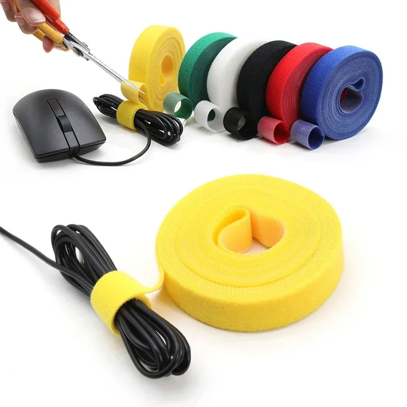 5 Meters Self Adhesive Tape Width 10/15/20/25mm DIY Accessories Reusable Cable Tie Wire Straps Tape