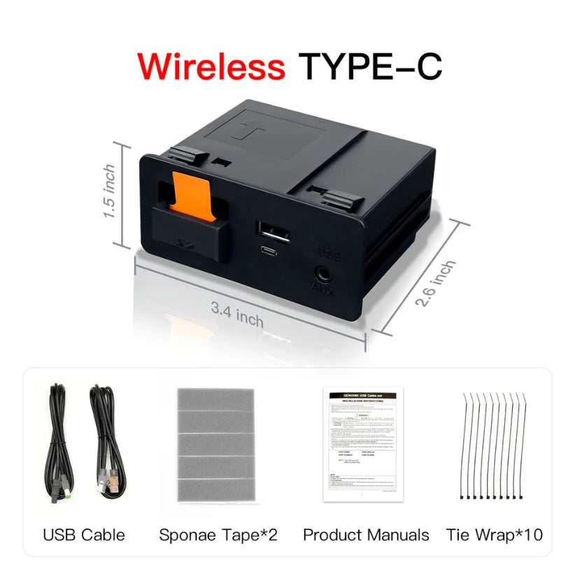 Wireless type-c CarPlay Android Auto Adapter UBS Hub OEM for Retrofit Mazda 2 3 6 CX3 CX5 CX8 CX9 MX5 Demio Miata TK78669U0C Kit
